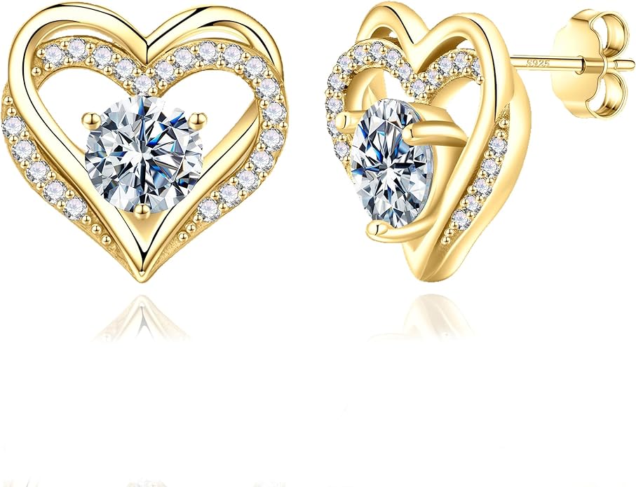 Moosea Heart & Round Stud Earrings